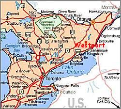 Map showing where Westport is located.